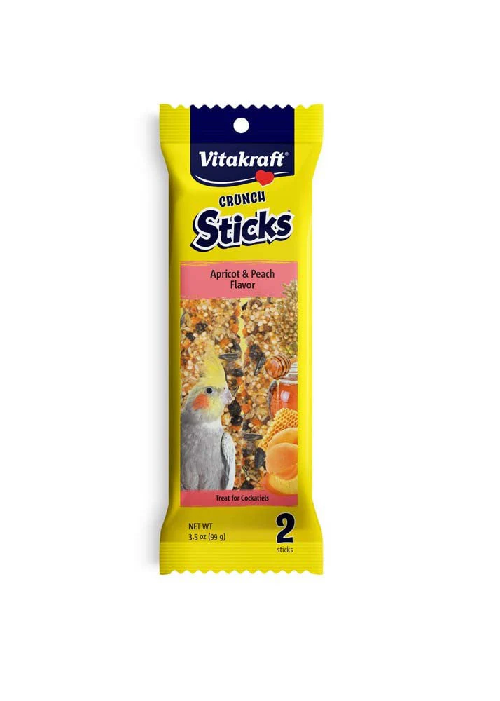 Vitakraft Crunch Sticks Apricot & Peach Flavor Cockatiel Treat 3.5 oz 2 Count