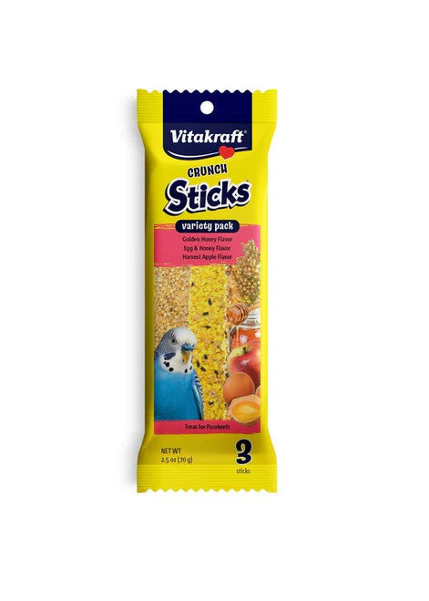 Vitakraft Crunch Sticks Variety Golden Honey, Egg & Honey, Harvest Apple Parakeet Treat 2.5 oz 3 Count - Image 2