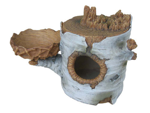 Weco Wecorama Sleepy Hollows Birch Den Lodge Terrarium Ornament with Feeder Brown, Silver - Image 2