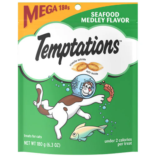 Temptations Classics Crunchy & Soft Adult Cat Treats Seafood Medley 6.3oz - Image 2