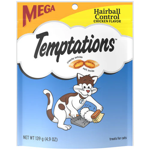 Temptations Hairball Control Crunchy & Soft Adult Cat Treats Chicken 4.9 oz - Image 2