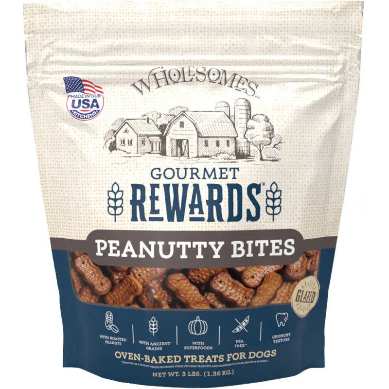 WHOLESOME DOG PEANUTTY BITES 3LB {L-1} 348458