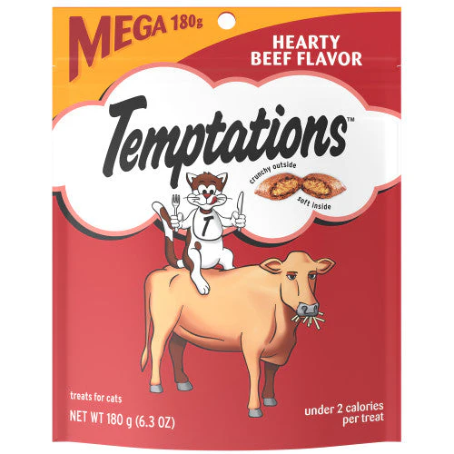 Temptations Classics Crunchy & Soft Adult Cat Treats Hearty Beef 6.3oz - Image 2