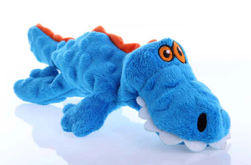 goDog Just For Me Gator with Chew Guard Technology Tough Plush Dog Toy Blue SM - Image 2