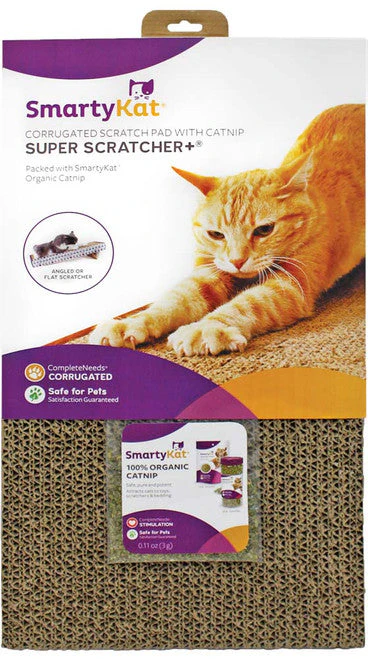 SmartyKat Super Scratcher+ Double Wide Corrugate with Catnip Brown - Image 2