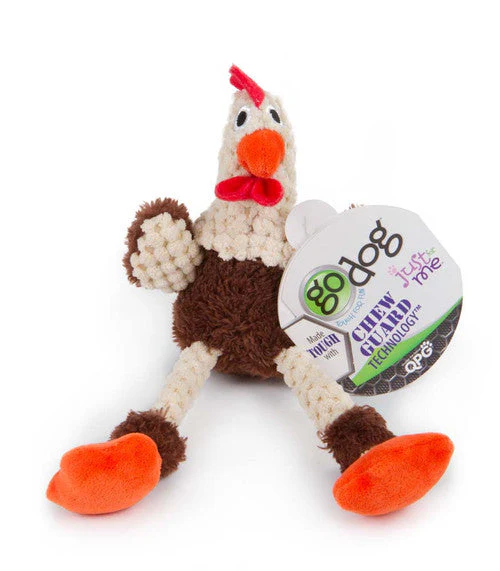 goDog Just For Me Skinny Rooster with Chew Guard Technology Tough Plush Dog Toy Brown - Image 2