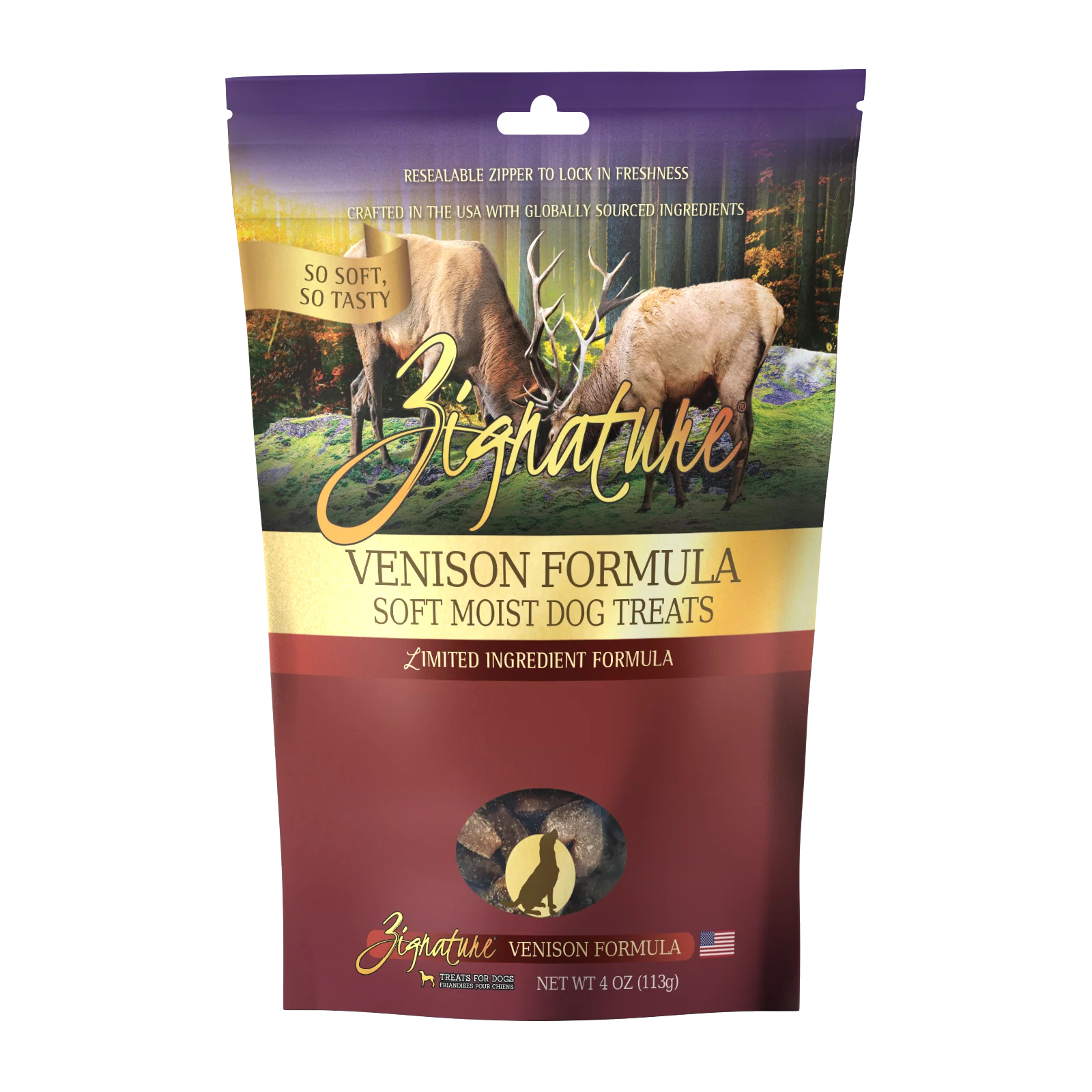 Zignature Venison Soft Moist Treats For Dog 4 oz