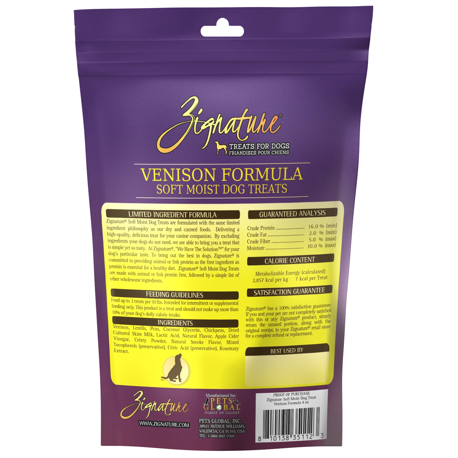 Zignature Venison Soft Moist Treats For Dog 4 oz - Image 2