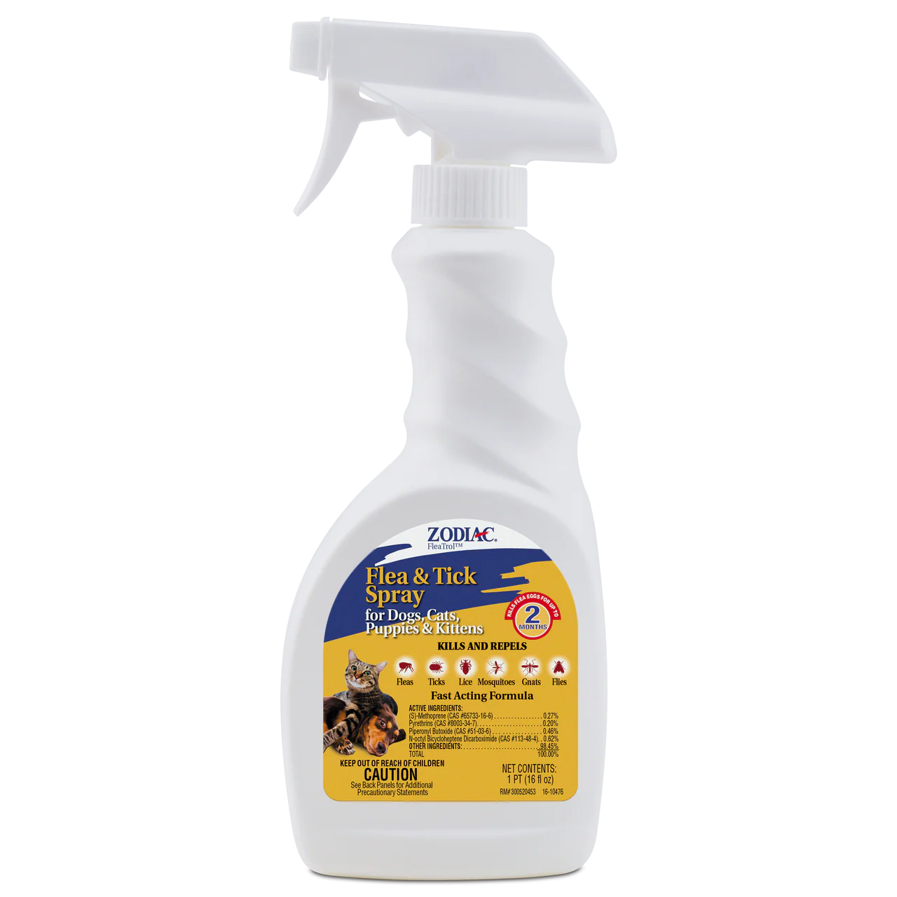 Zodiac Flea & Tick Spray for Dogs, Cats, Puppies & Kittens 16 fluid ounces