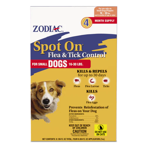 Zodiac Spot On Flea & Tick Control Small Dogs 16-30 Pounds 4 Pack - Image 2