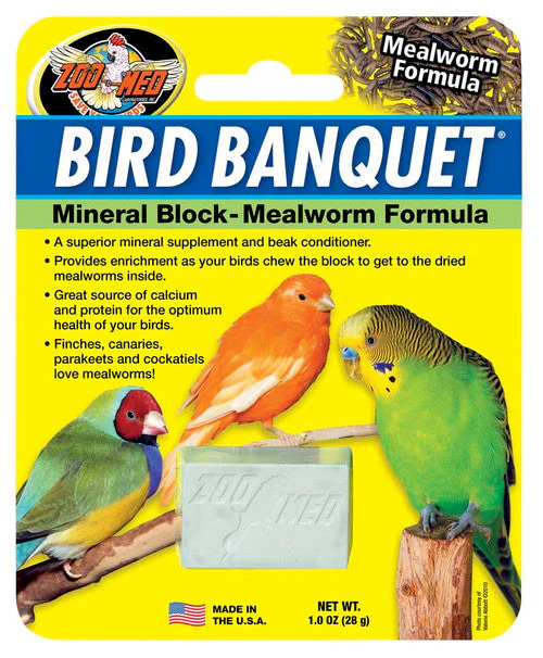 Zoo Med Bird Banquet Mealworm Formula Mineral Block Green 1oz SM - Image 2