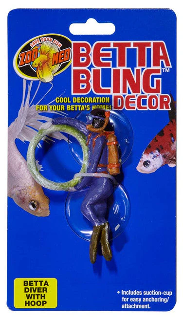 Zoo Med Betta Bling Diver Aquarium Ornament with Hoop Multi-Color - Image 2