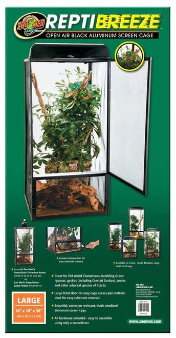 Zoo Med ReptiBreeze Open Air Aluminum Screen Cage Black LG - Image 2