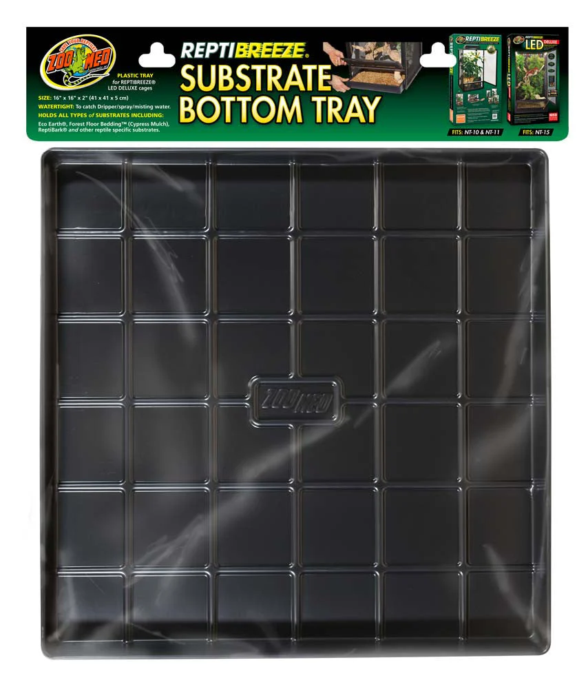 Zoo Med ReptiBreeze Substrate Bottom Tray Black 16 in x 16 in (D)