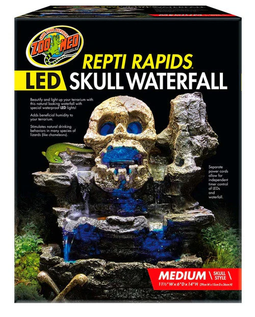 Zoo Med Repti Rapids LED Skull Waterfall Brown/Black MD - Image 2