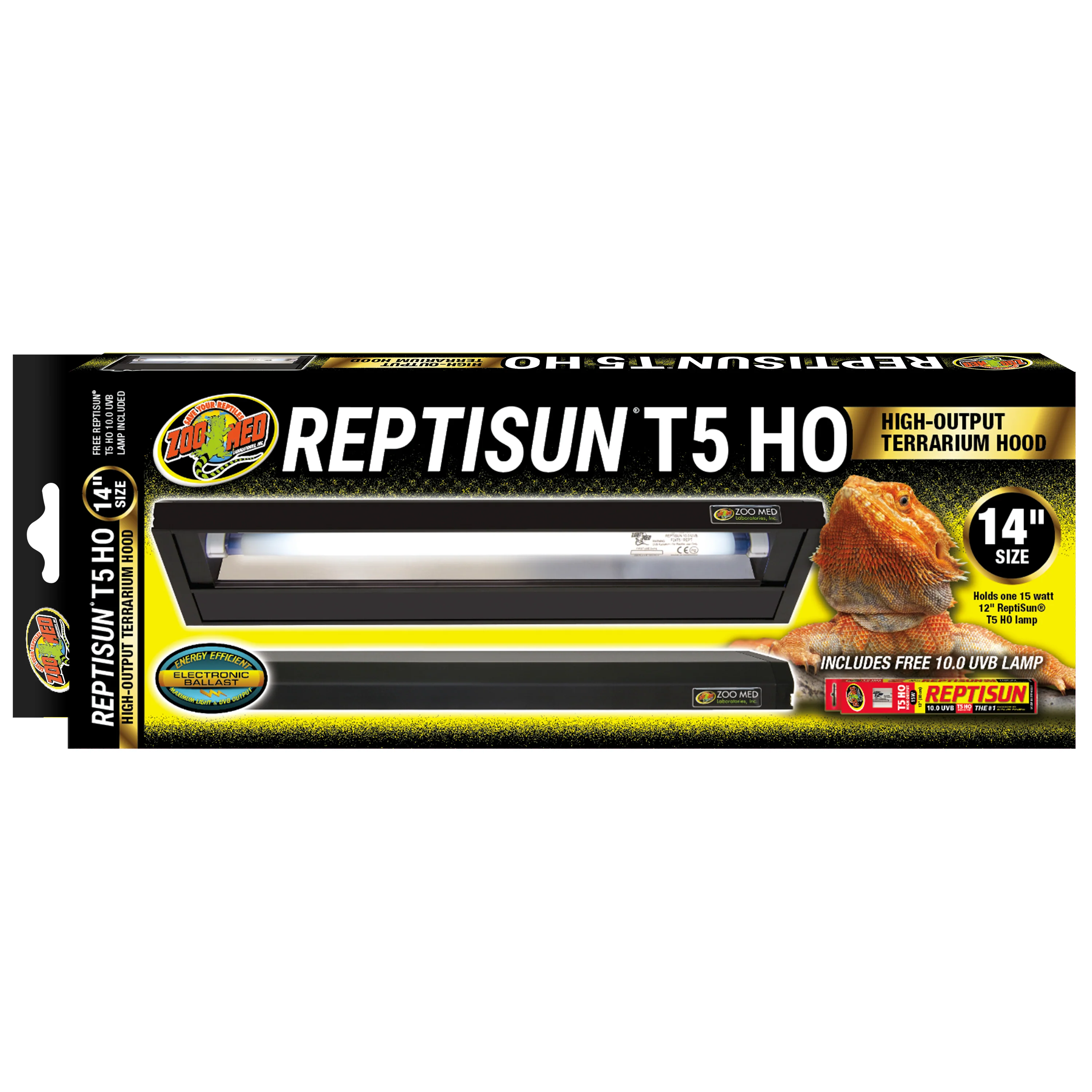 Zoo Med ReptiSun T5 HO Terrarium Hood w/ 10.0 Bulb 14 in