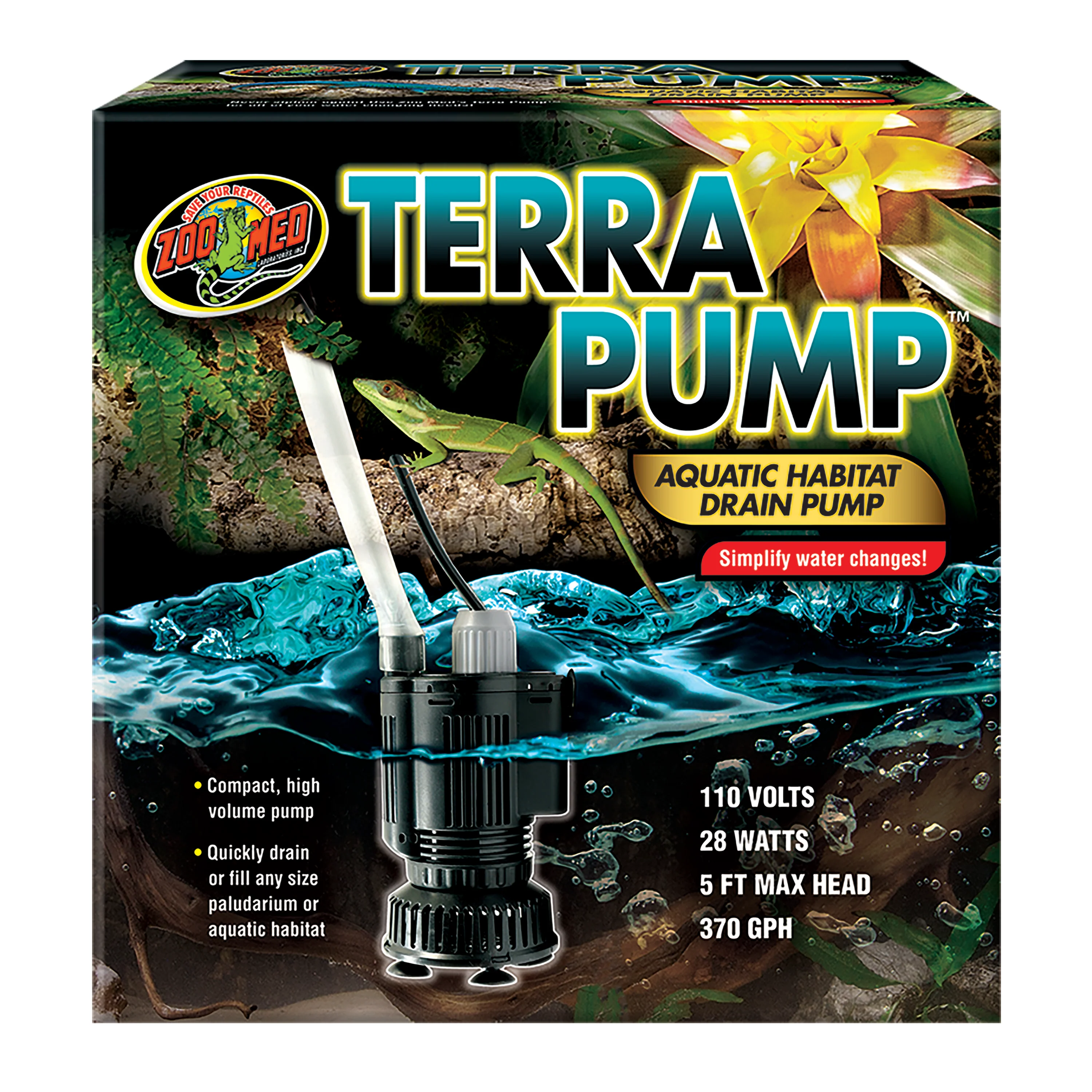 Zoo Med Terra Pump Aquatic Habitat Drain Pump 370 GPH