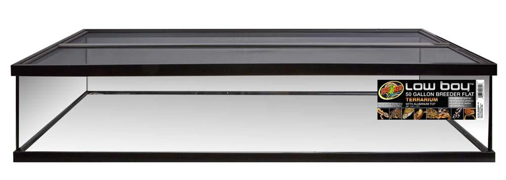 Zoo Med Low Boy Breeder Flat Terrarium with Aluminum Screen Top Black, Clear 48 in x 24 in 50 gal SD-3