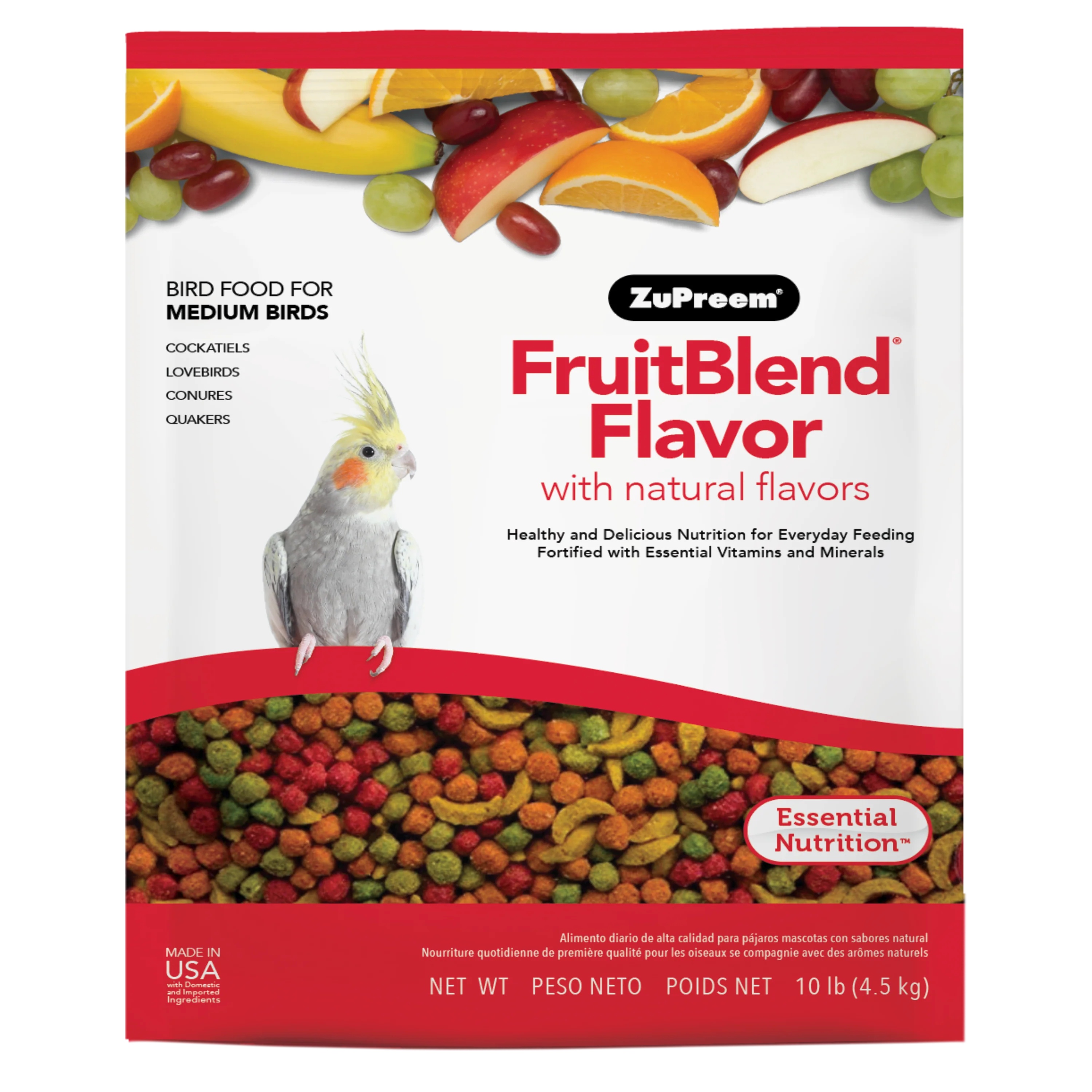 ZuPreem FruitBlend Bird Food Medium Birds 10 lb