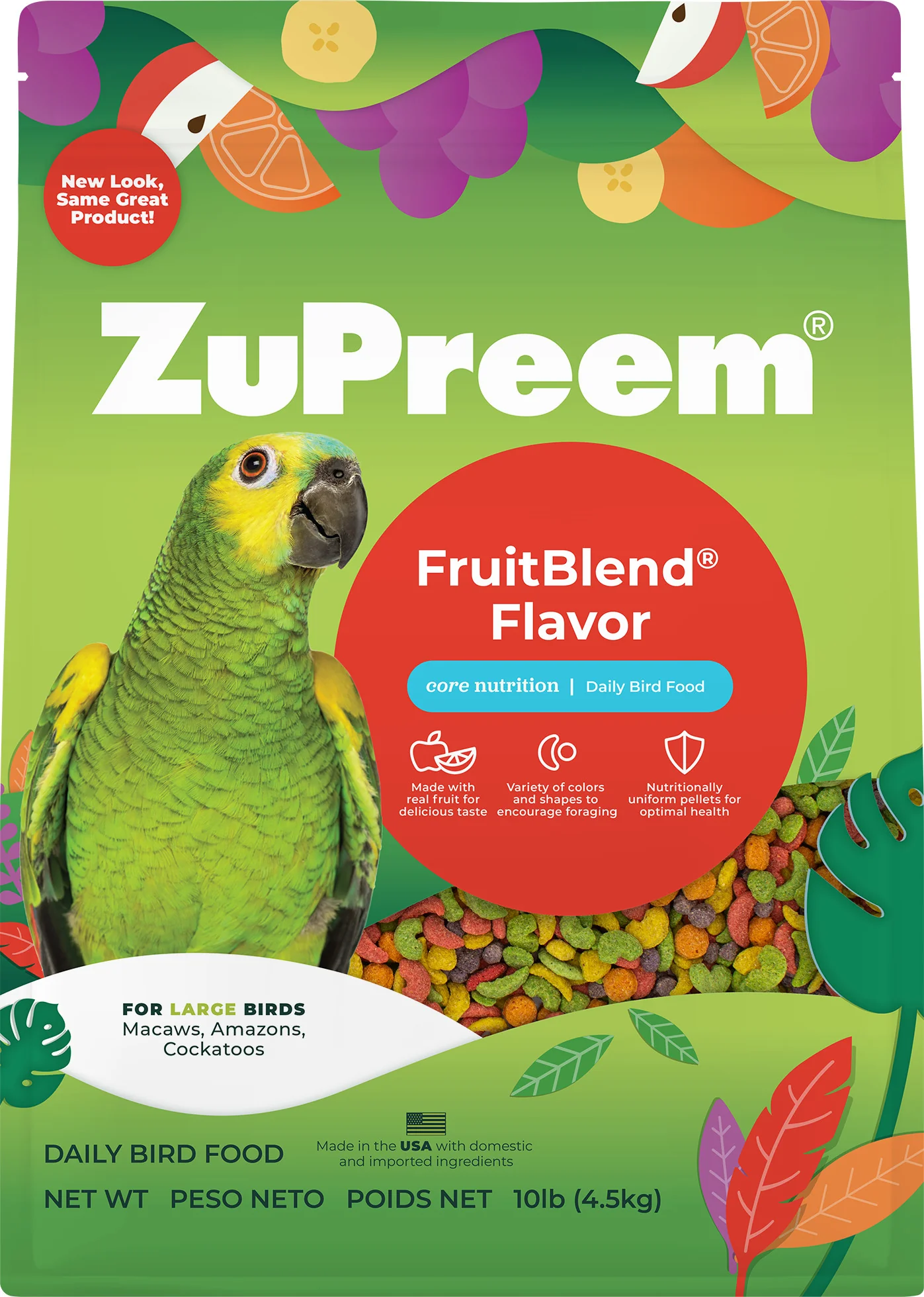 ZuPreem FruitBlend Flavor Bird Food Large Bird 10 lb