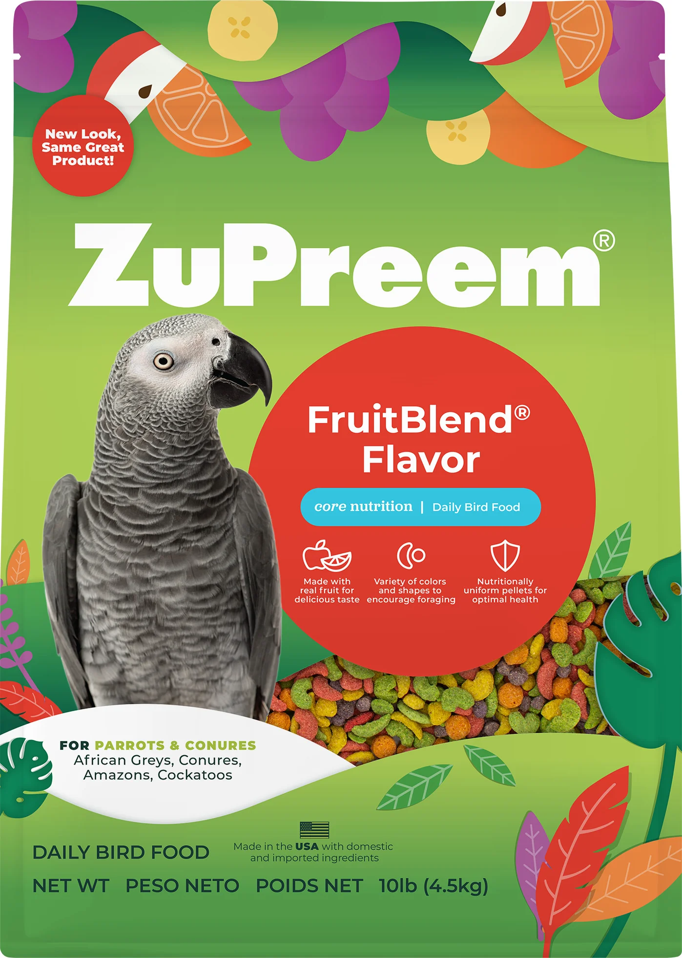 ZuPreem FruitBlend Flavor Bird Food Parrots & Conures 10 lb